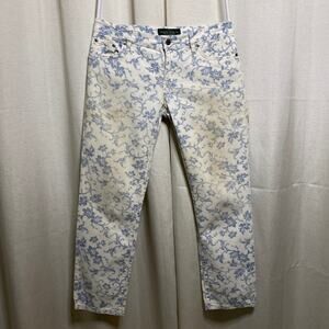Lauren Ralph Lauren Floral Jeans Womens 2 Distressed Cottagecore Fairy Romantic